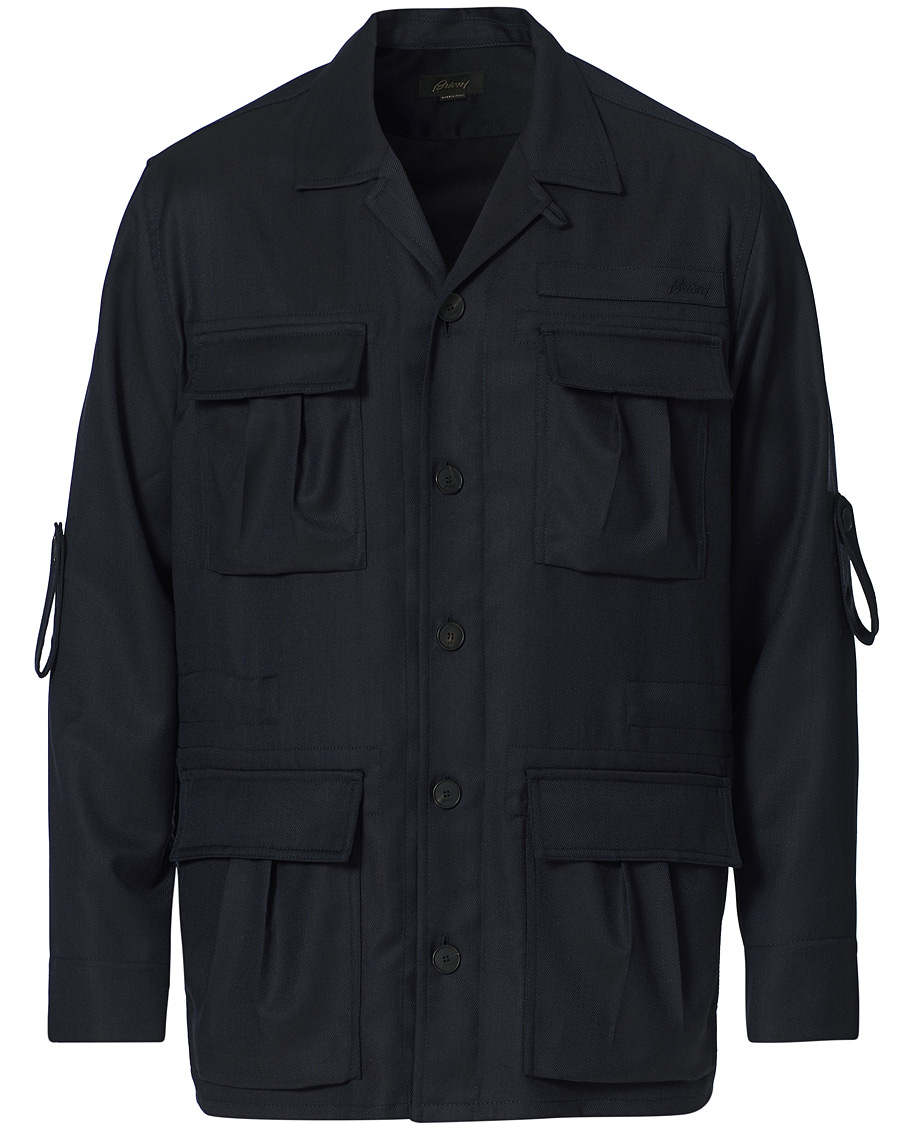 Herre | Jakker | Brioni | Light Wool Sahariana Navy