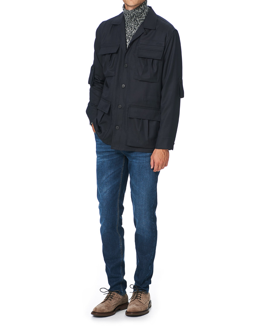 Herre | Jakker | Brioni | Light Wool Sahariana Navy