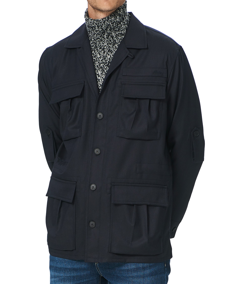Herre | Jakker | Brioni | Light Wool Sahariana Navy