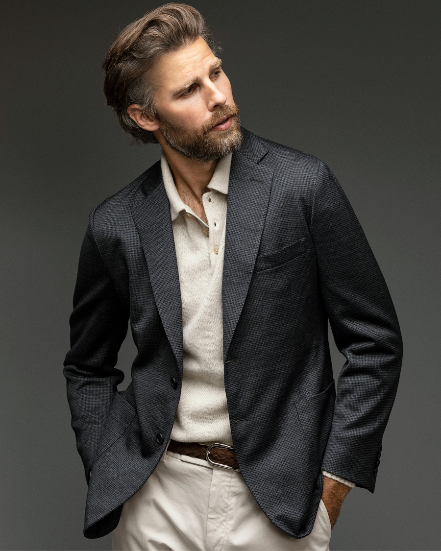 Herre | Dressjakker | Brioni | Deconstructed Wool/Silk Blazer Grey Houndstooth