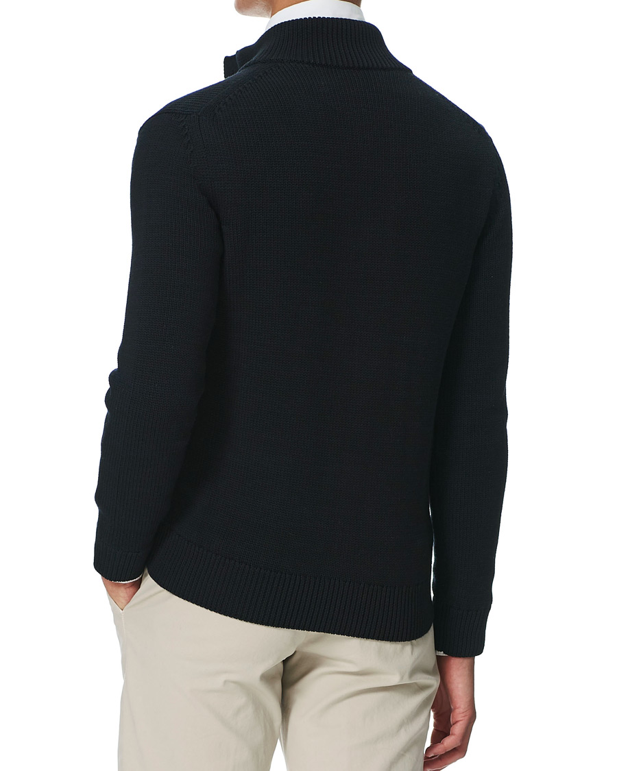 Herre | Gensere | Brioni | Heavy Wool Cardigan Jacket Navy