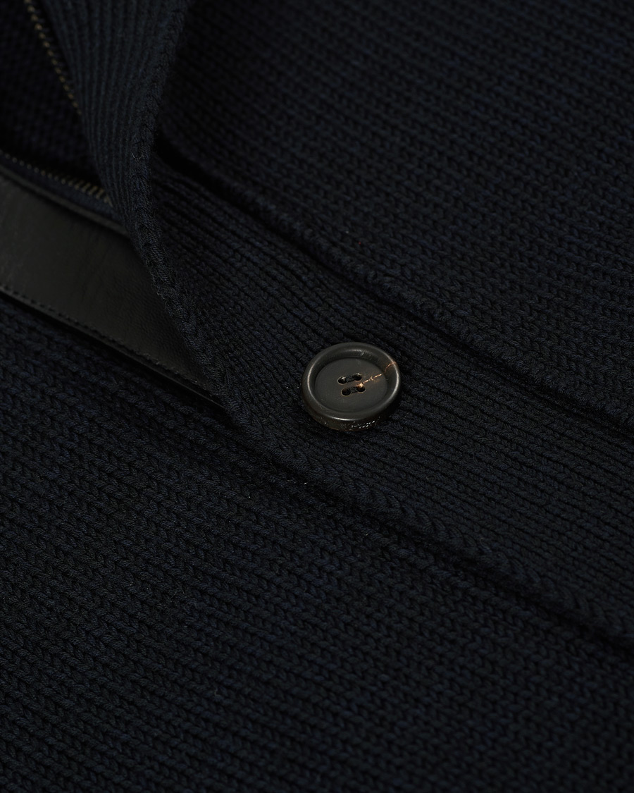 Herre | Gensere | Brioni | Heavy Wool Cardigan Jacket Navy
