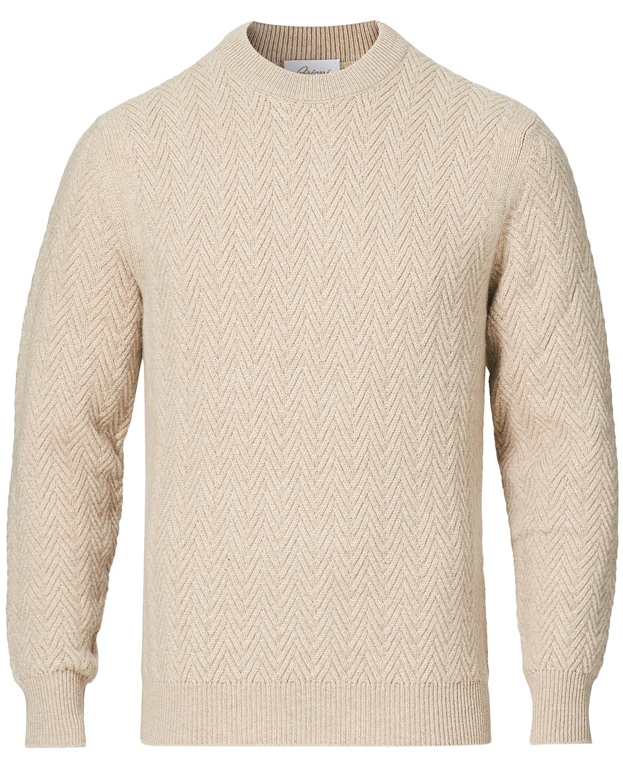 Herre | Gensere | Brioni | Vicuna/Cashmere Chevron Sweater Beige