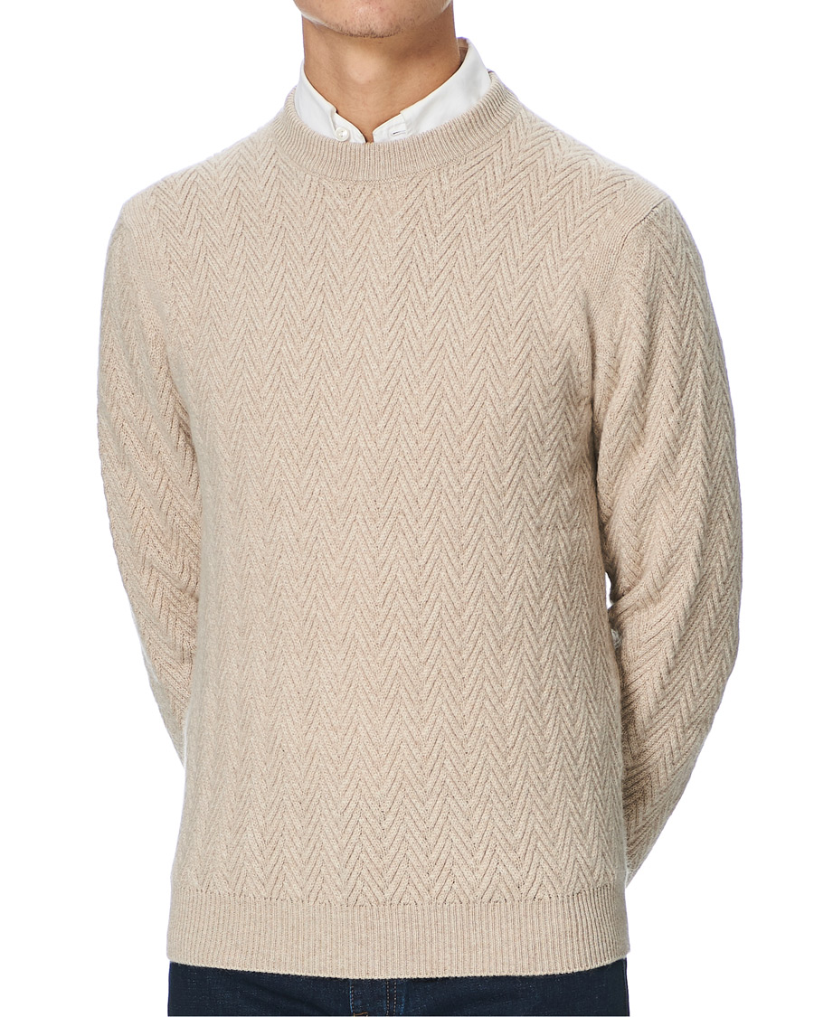 Herre | Gensere | Brioni | Vicuna/Cashmere Chevron Sweater Beige
