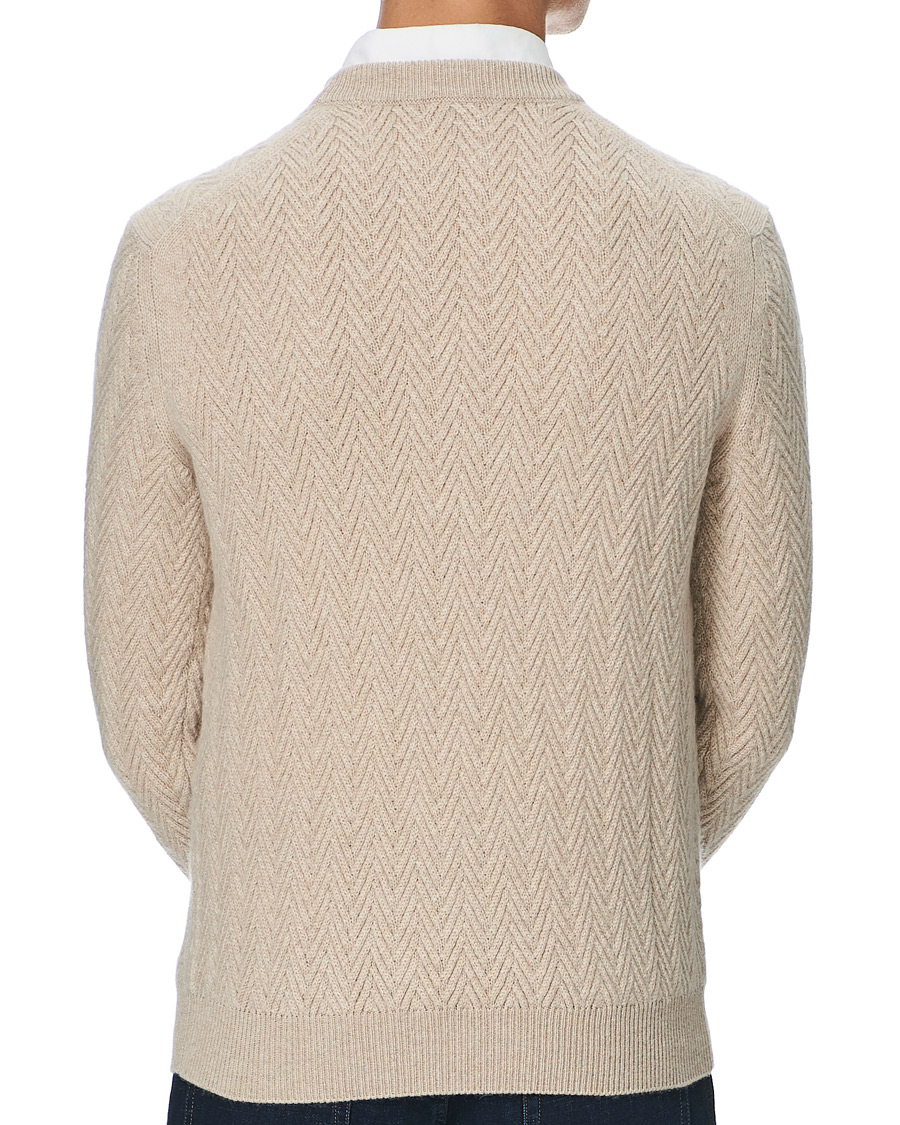 Herre | Gensere | Brioni | Vicuna/Cashmere Chevron Sweater Beige
