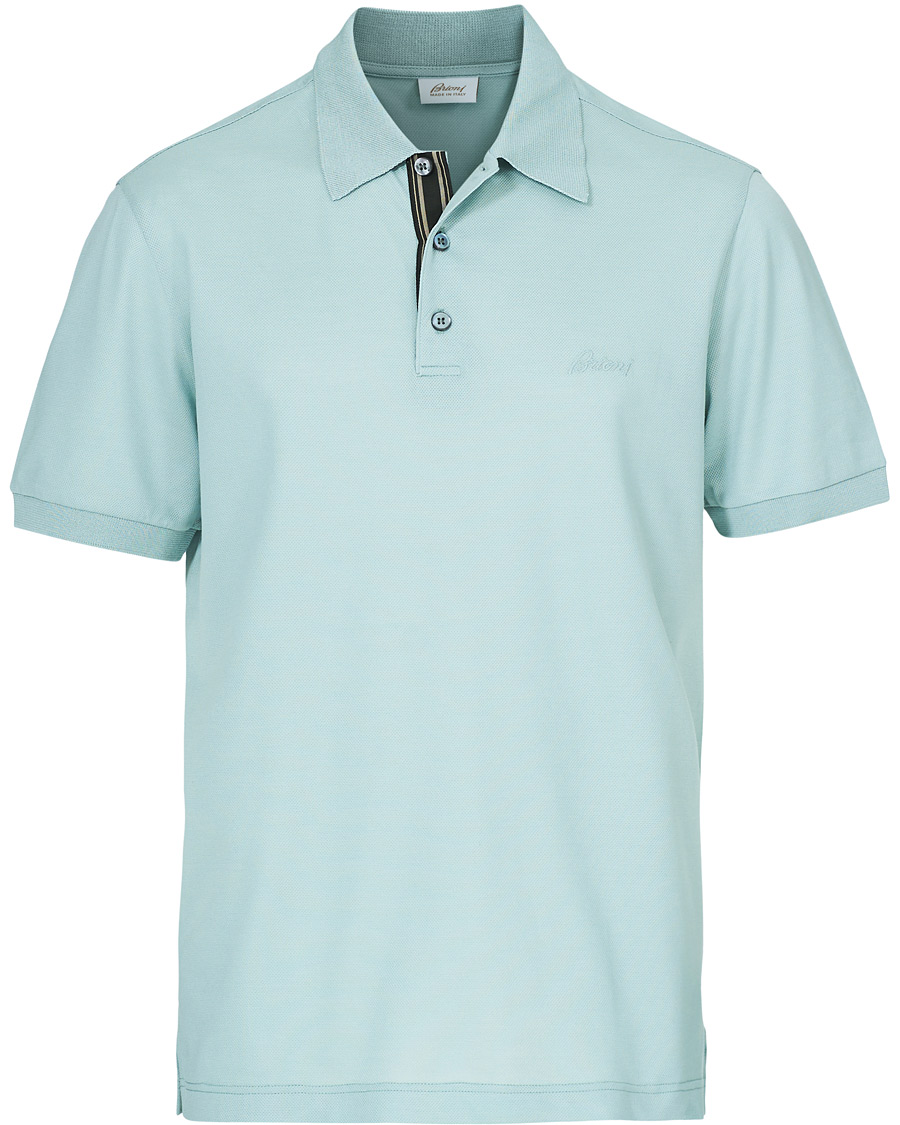 Herre | Pikéer | Brioni | Contrast Placket Polo Piquet Aqua