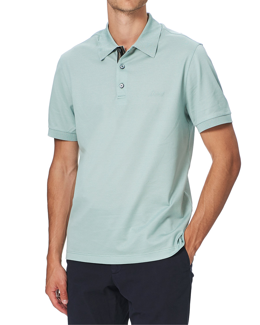 Herre | Pikéer | Brioni | Contrast Placket Polo Piquet Aqua