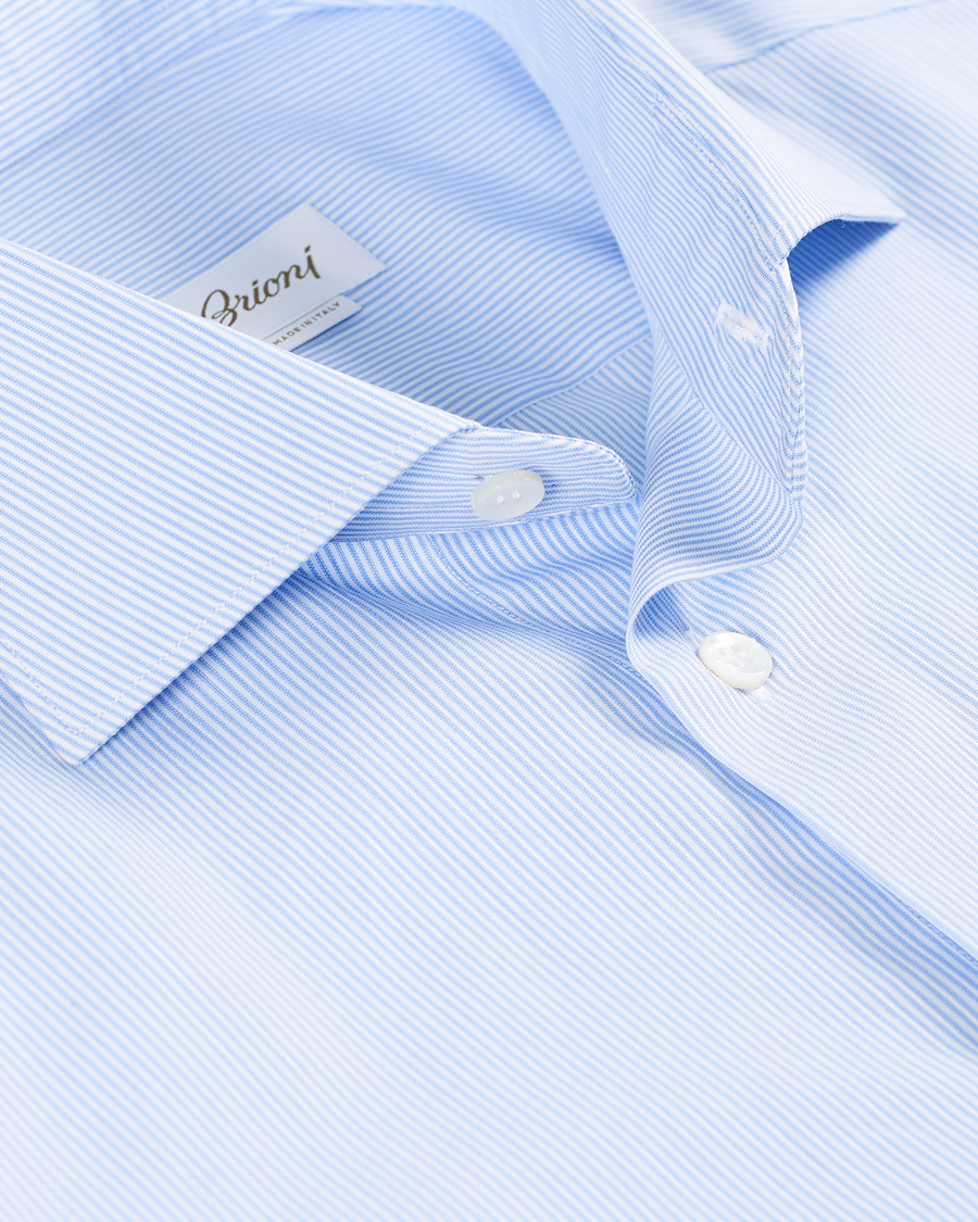 Herre | Skjorter | Brioni | Slim Fit Striped Cotton Shirt Light Blue