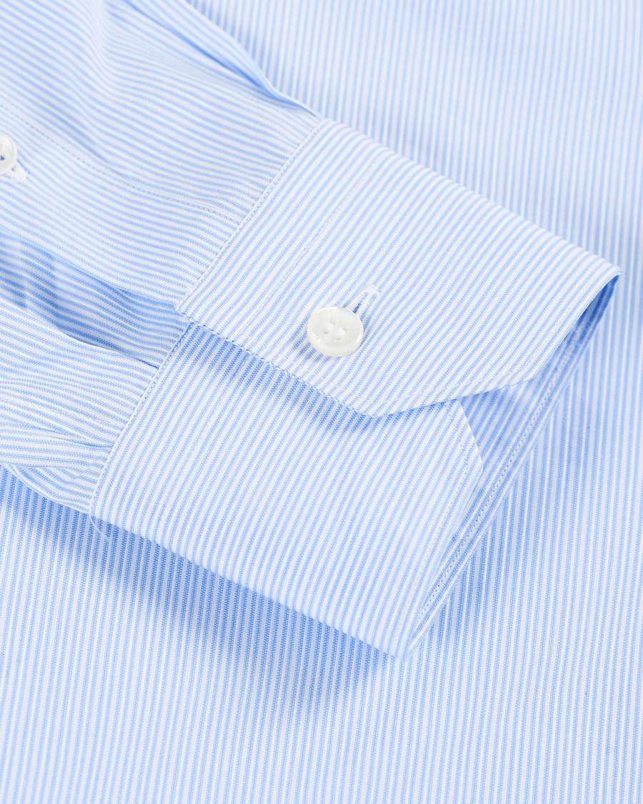 Herre | Skjorter | Brioni | Slim Fit Striped Cotton Shirt Light Blue
