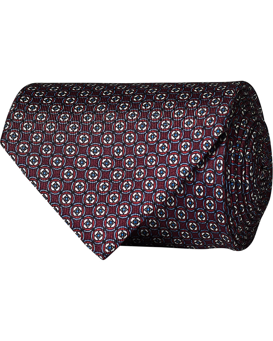 Herre | Brioni Printed Micro Pattern Silk Tie Burgundy | Brioni | Printed Micro Pattern Silk Tie Burgundy