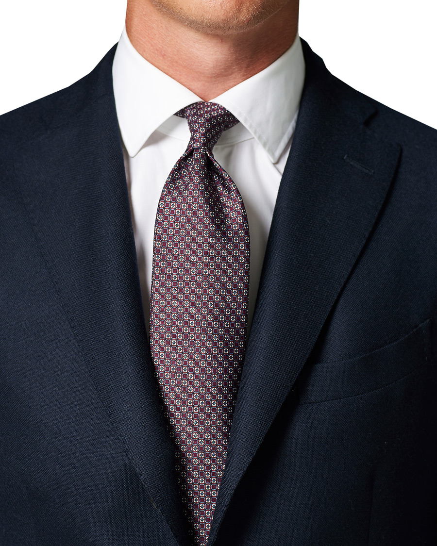 Herre | Brioni Printed Micro Pattern Silk Tie Burgundy | Brioni | Printed Micro Pattern Silk Tie Burgundy