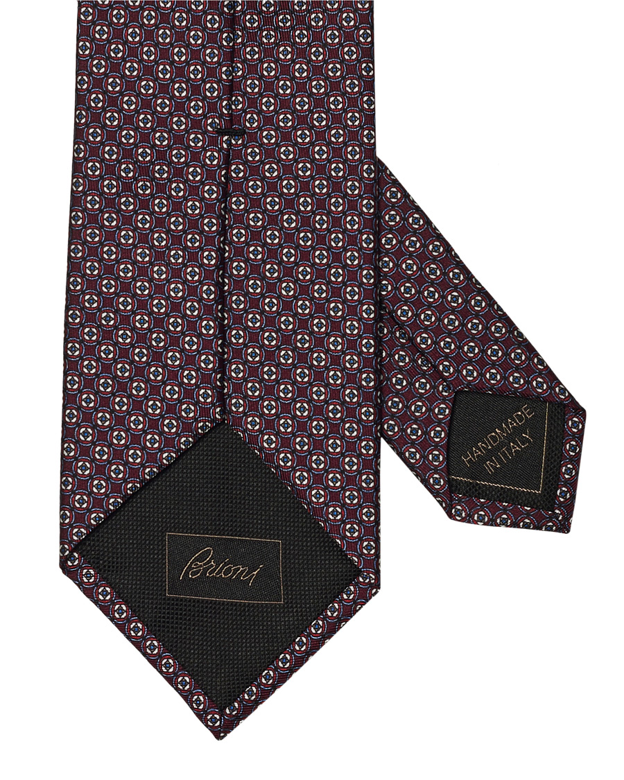 Herre | Brioni Printed Micro Pattern Silk Tie Burgundy | Brioni | Printed Micro Pattern Silk Tie Burgundy