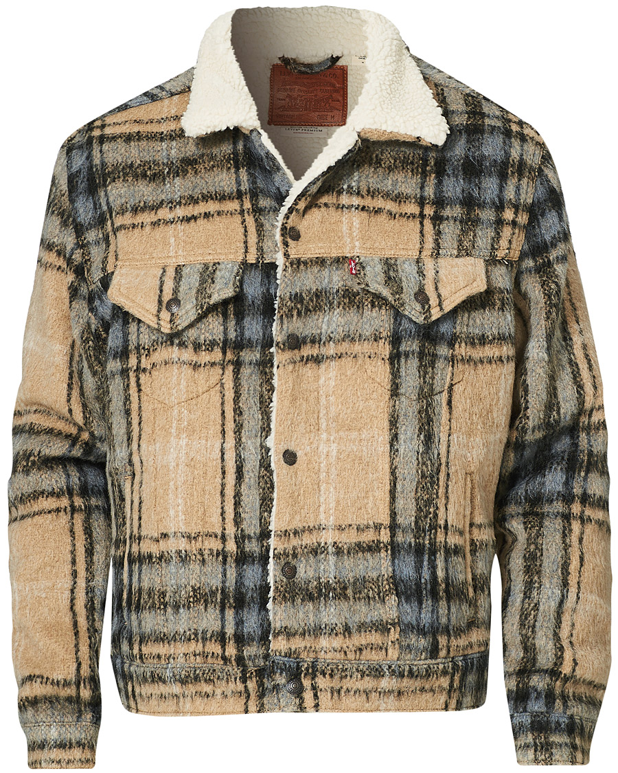 Herre | Jakker | Levi's | Vintage Fit Sherpa Trucker Camel Blue Plaid