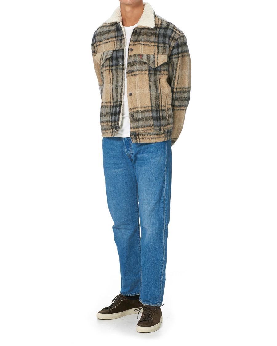 Herre | Jakker | Levi's | Vintage Fit Sherpa Trucker Camel Blue Plaid
