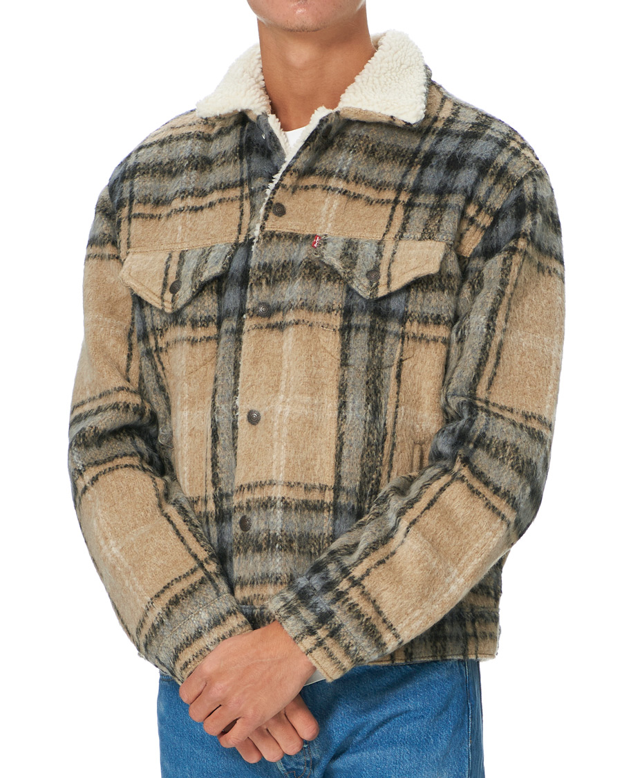 Herre | Jakker | Levi's | Vintage Fit Sherpa Trucker Camel Blue Plaid
