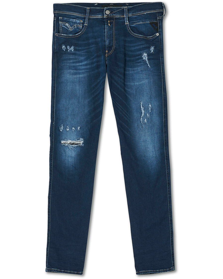 Herre | Jeans | Replay | Anbass Hyperflex Destroyed Jeans Blue