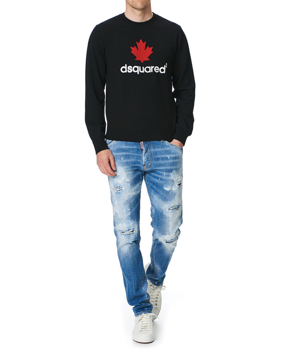 Herre | Gensere | Dsquared2 | Mini D2 Leaf Knitted Sweater Black