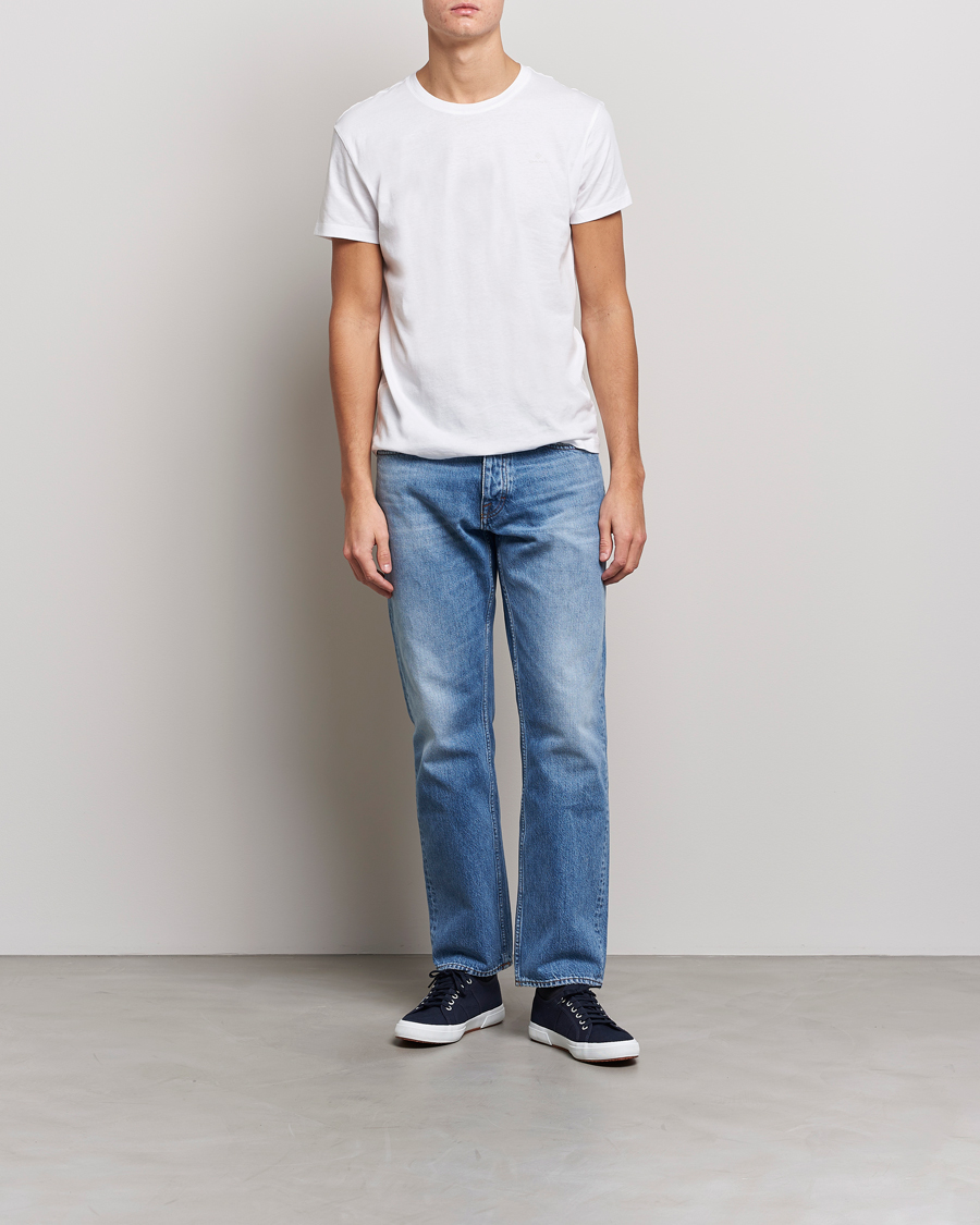 Herre | T-Shirts | GANT | 2-Pack Crew Neck T-Shirt Navy/White