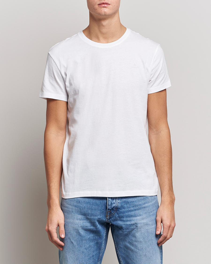 Herre | T-Shirts | GANT | 2-Pack Crew Neck T-Shirt Navy/White