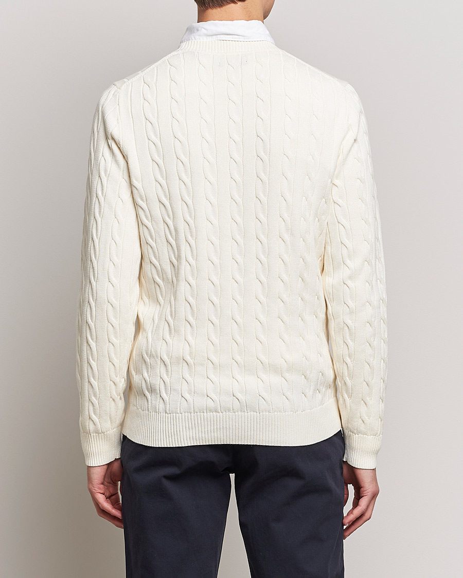 Herre | Gensere | GANT | Cotton Cable Crew Neck Pullover Cream