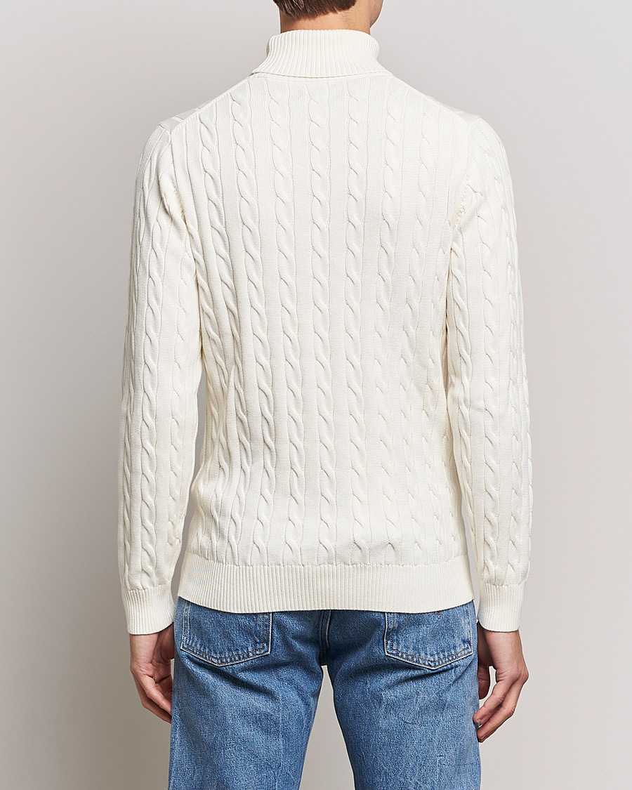 Herre | Gensere | GANT | Cotton Cable Turtleneck Cream