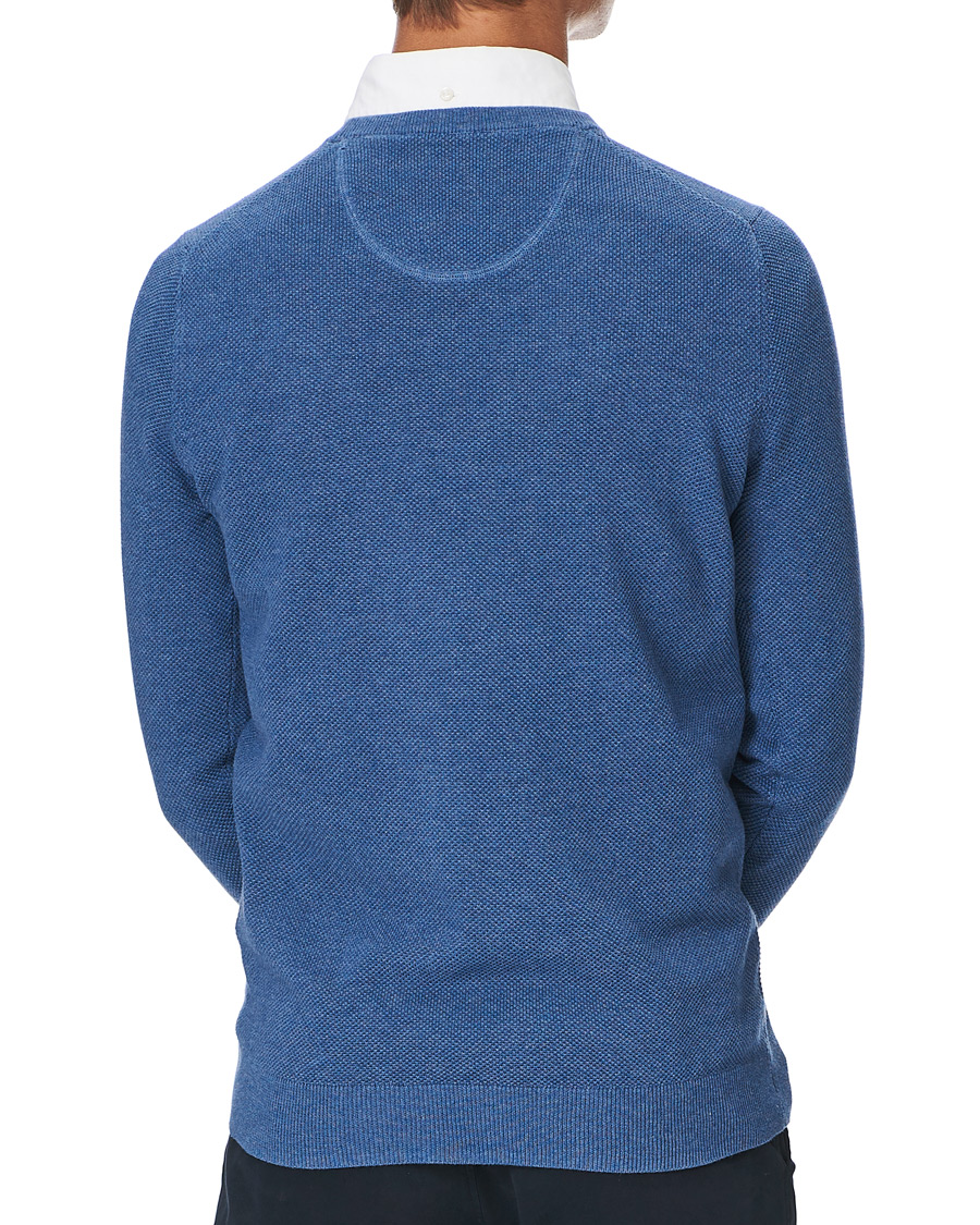 Herre | Gensere | GANT | Cotton Pique Crew Neck Sweater Denim Blue Melange
