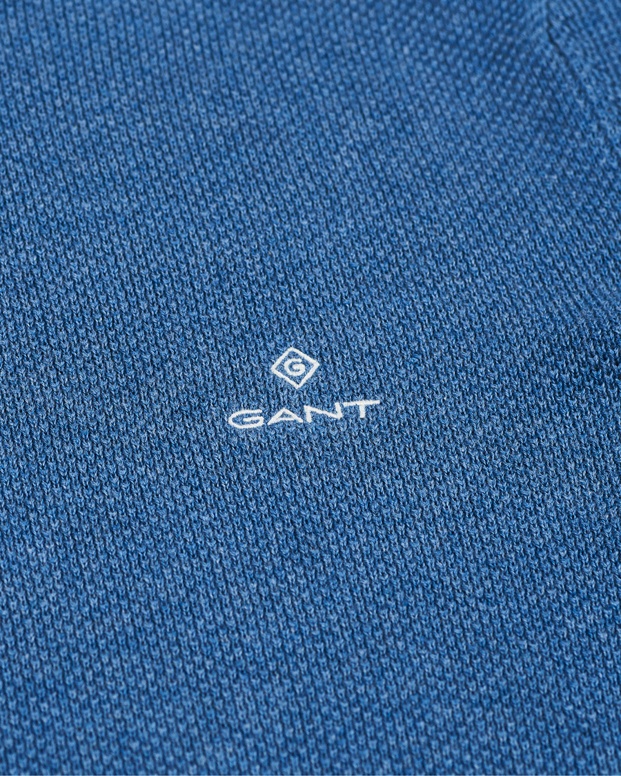 Herre | Gensere | GANT | Cotton Pique Crew Neck Sweater Denim Blue Melange