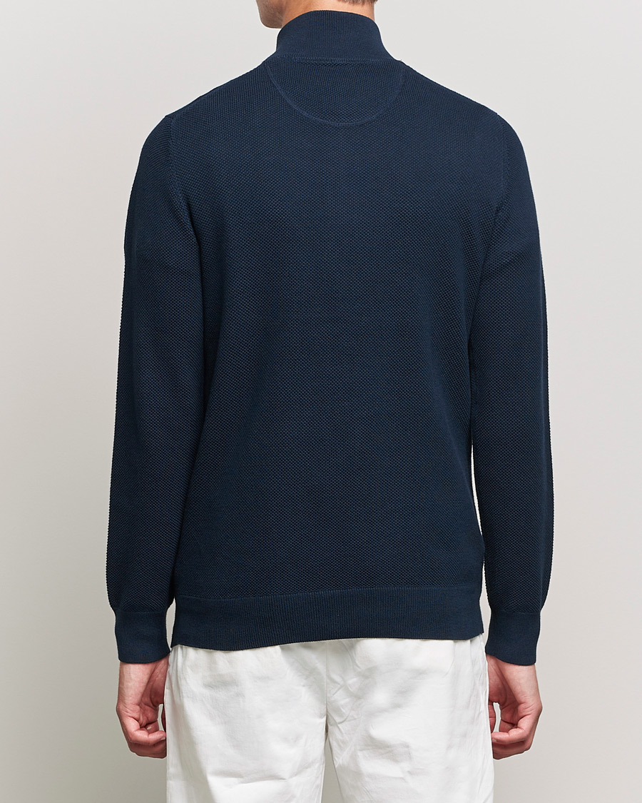 Herre | Gensere | GANT | Cotton Pique Half-Zip Sweater Evening Blue