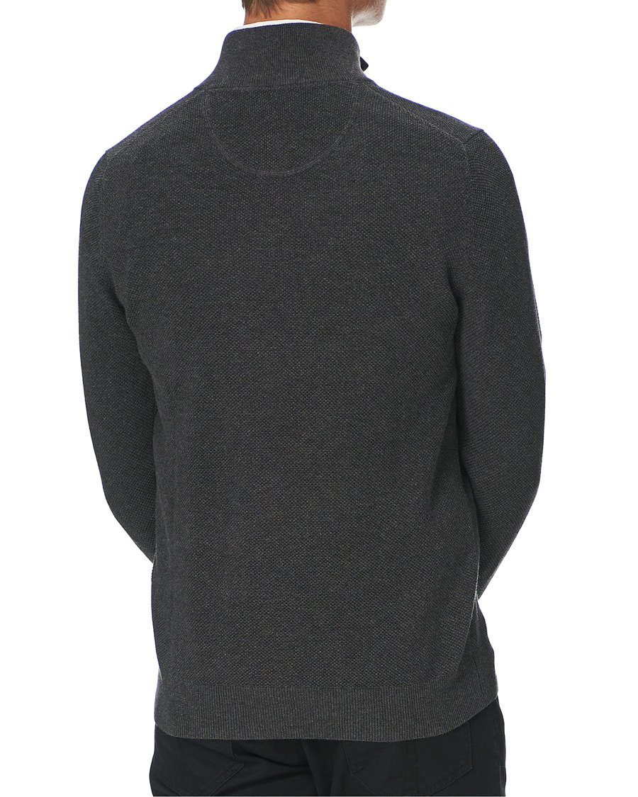 Herre | Gensere | GANT | Cotton Pique Half Zip Antracite Mealnge