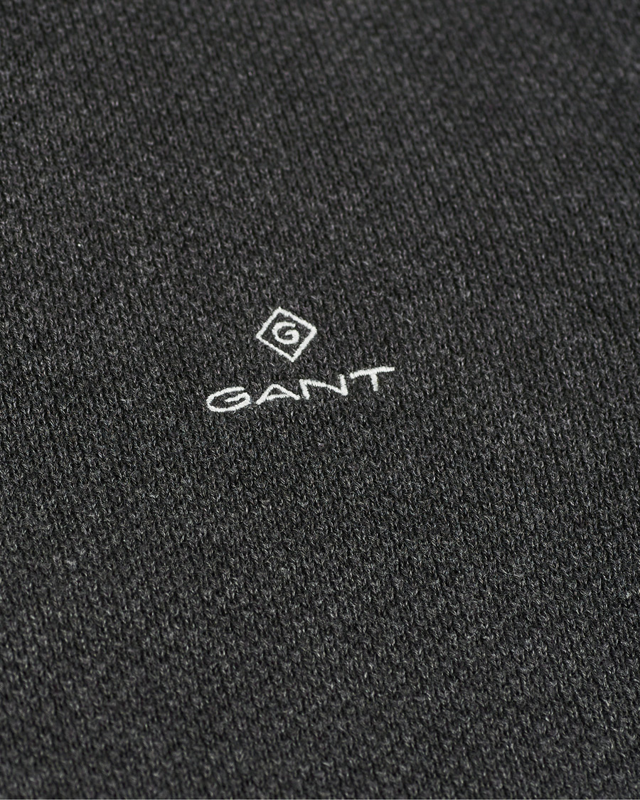 Herre | Gensere | GANT | Cotton Pique Half Zip Antracite Mealnge