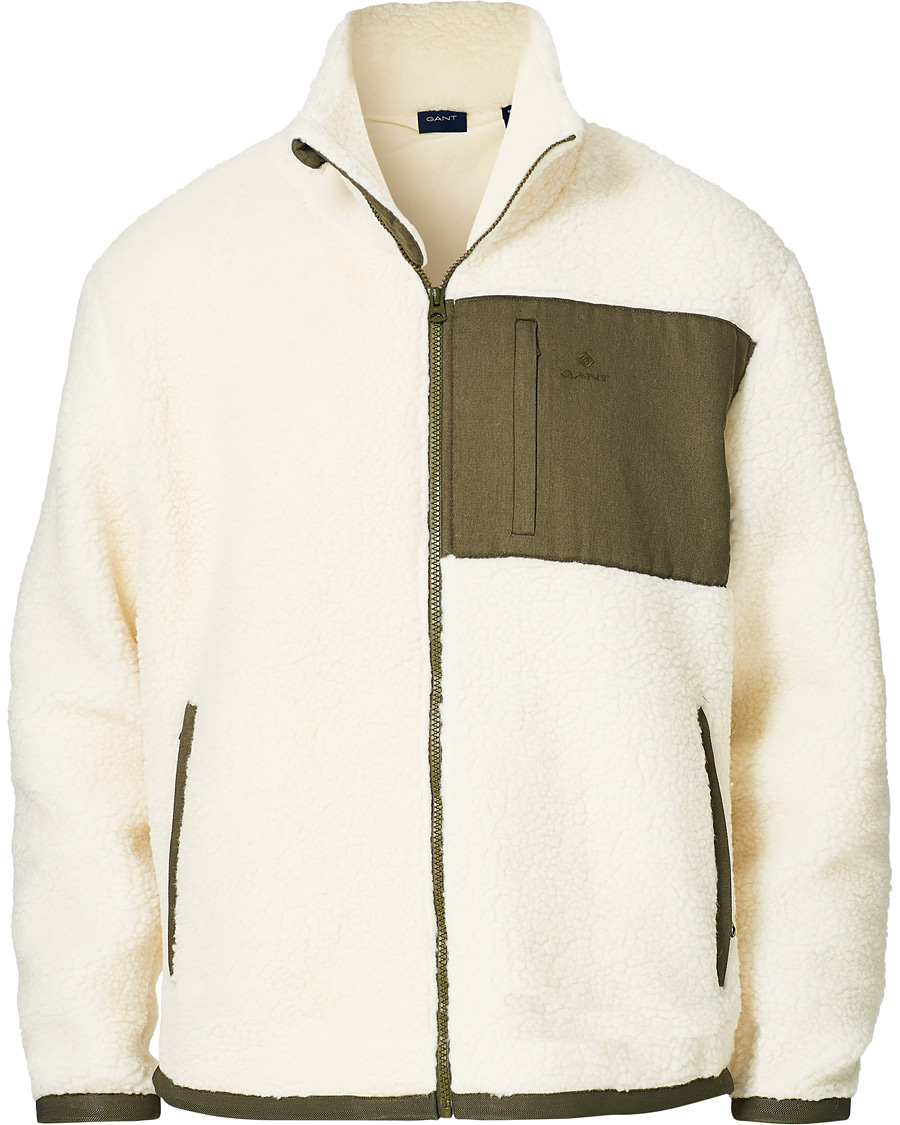 Herre | Gensere | GANT | Fleece Full Zip Jacket Cream
