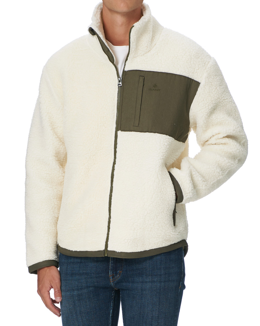 Herre | Gensere | GANT | Fleece Full Zip Jacket Cream