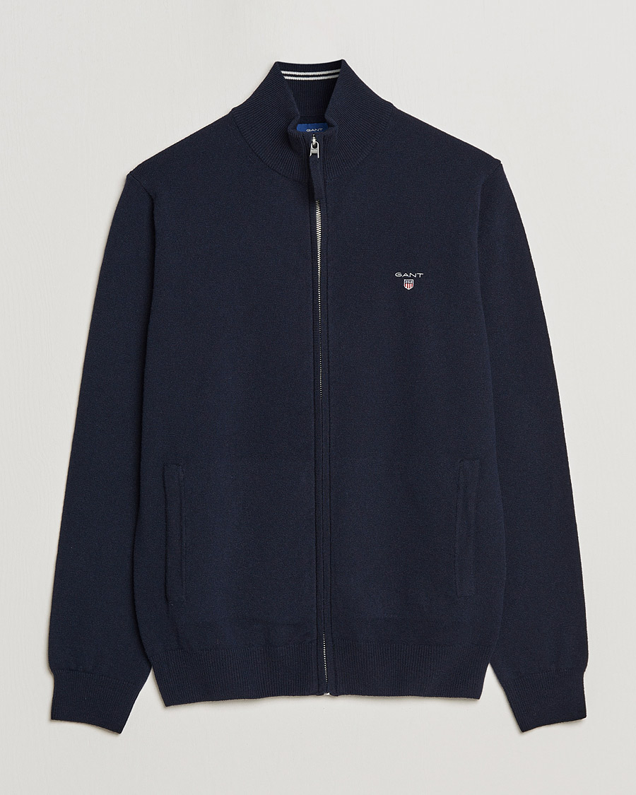 Herre | Gensere | GANT | Lambswool Full Zip Marine