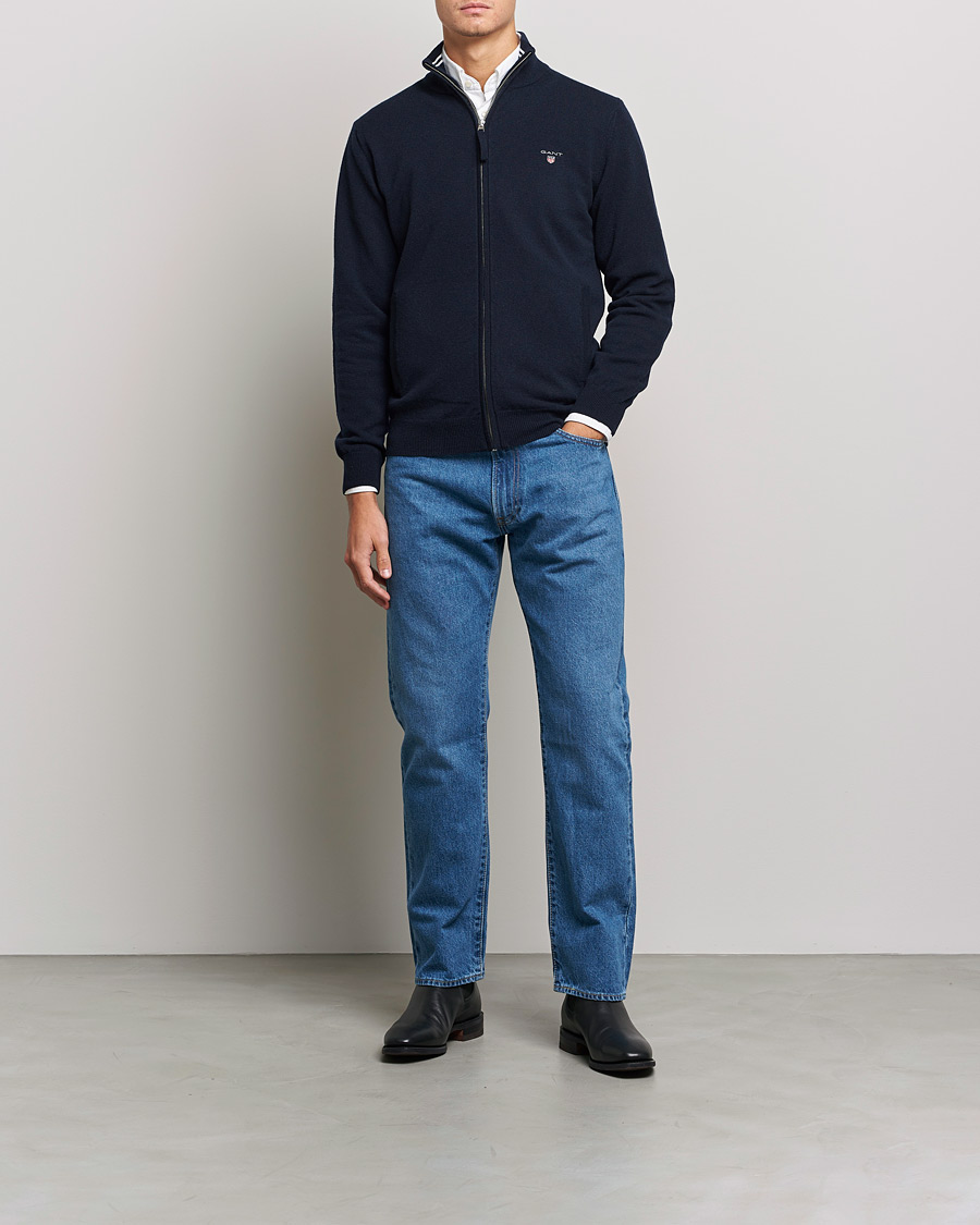 Herre | Gensere | GANT | Lambswool Full Zip Marine