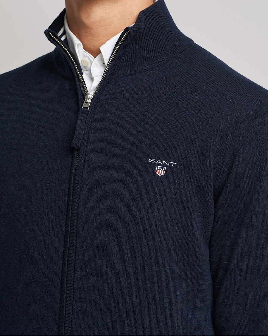 Herre | Gensere | GANT | Lambswool Full Zip Marine