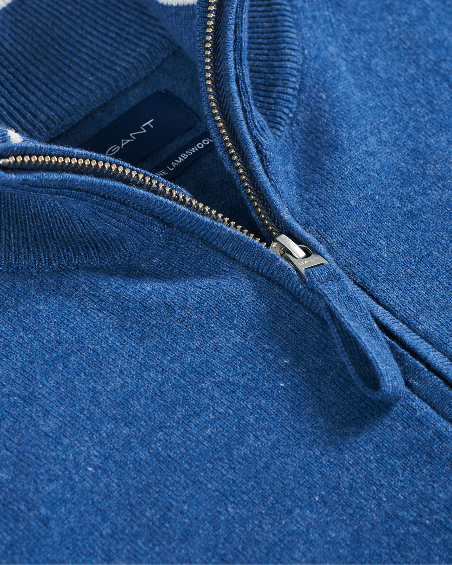 Herre | Gensere | GANT | Lambswool Half Zip Sweater Stone Blue Melange