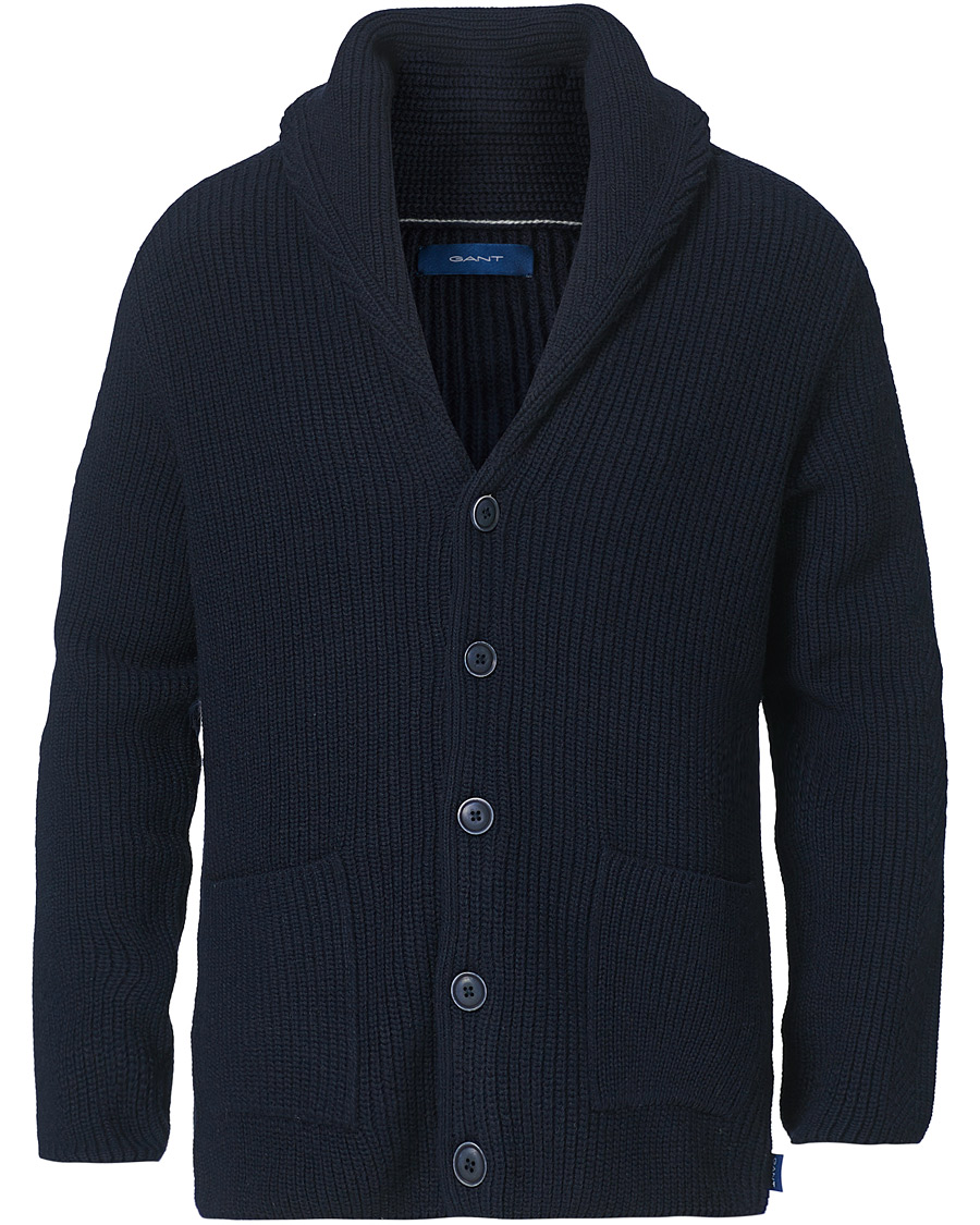 Herre | Gensere | GANT | Mohair Blend Shawl Cardigan Evening Blue