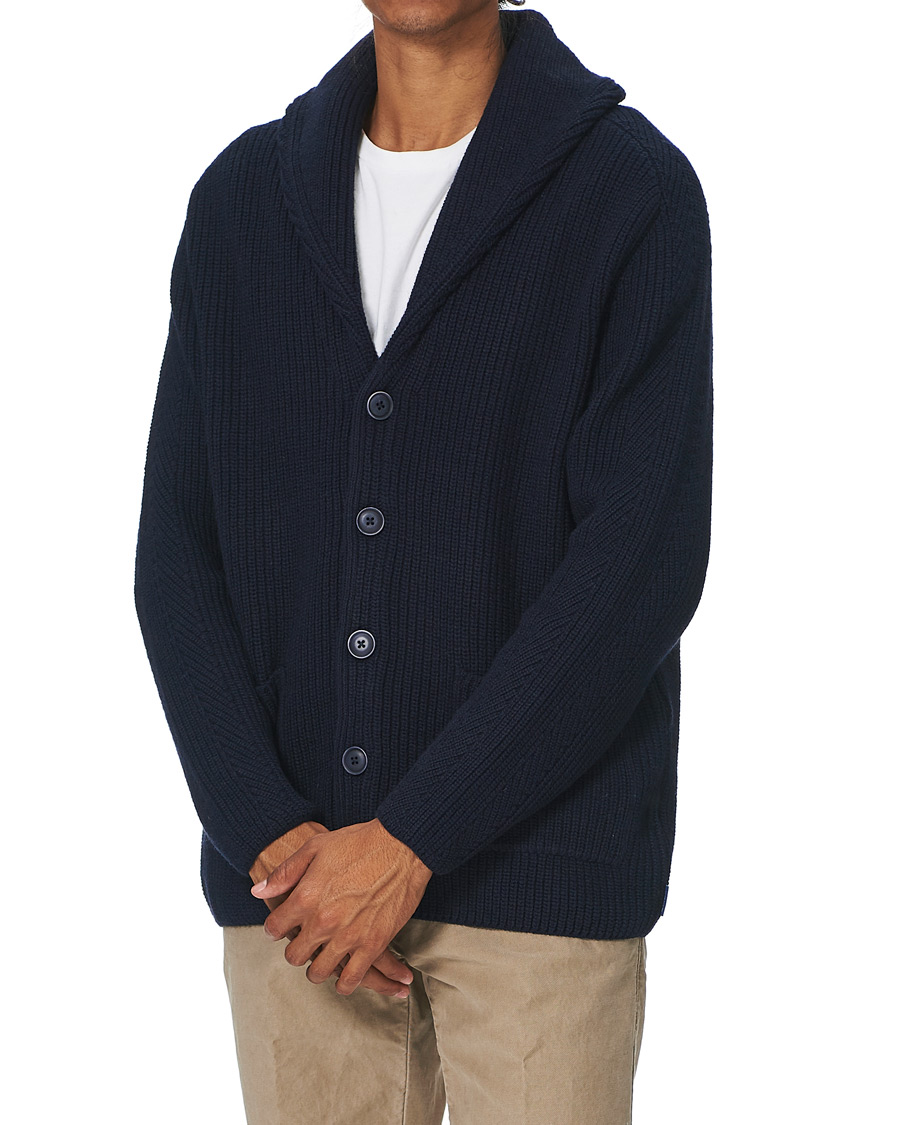 Herre | Gensere | GANT | Mohair Blend Shawl Cardigan Evening Blue