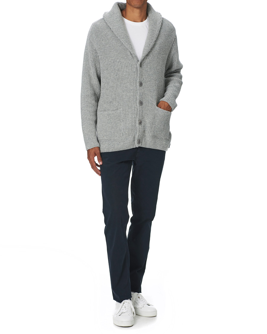 Herre | Gensere | GANT | Mohair Blend Shawl Cardigan Grey Melange