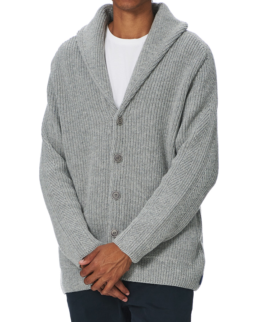 Herre | Gensere | GANT | Mohair Blend Shawl Cardigan Grey Melange