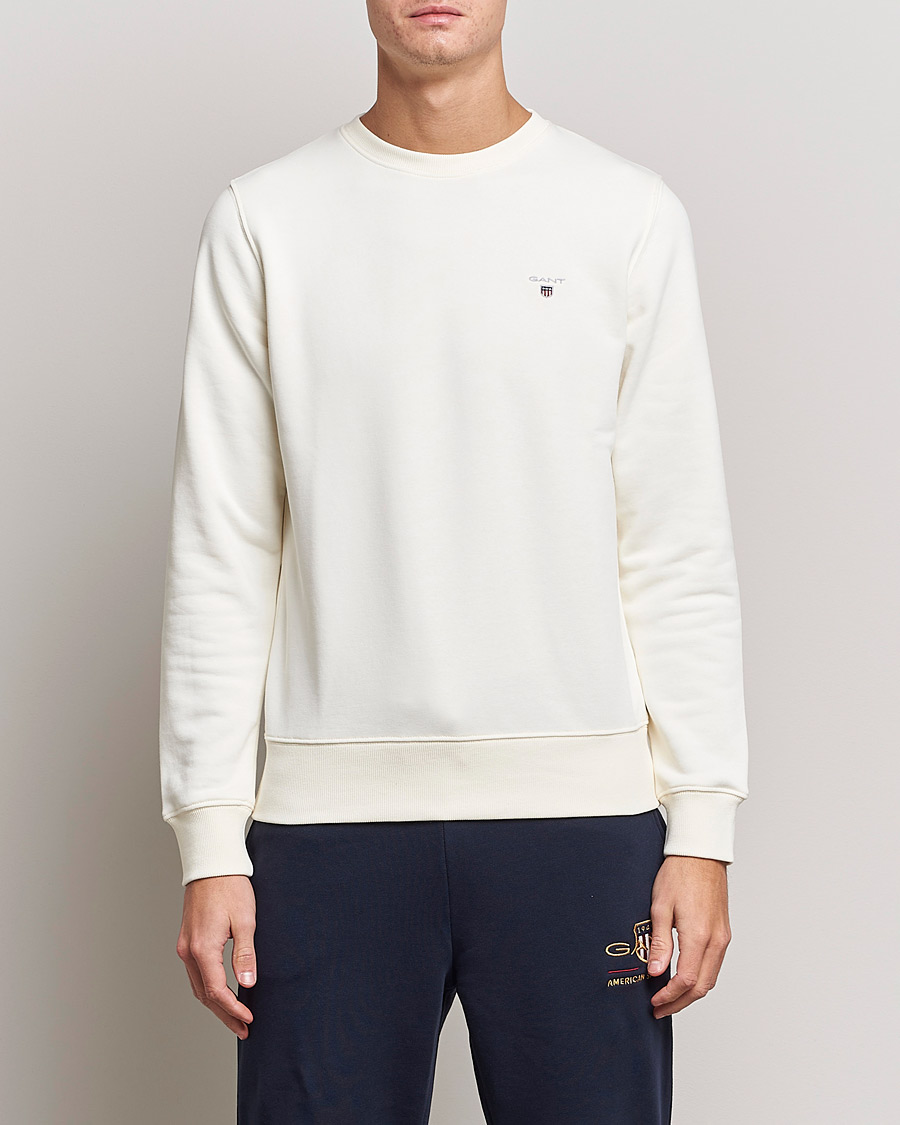 Herre | | GANT | Original Shield Logo Crew Neck Sweatshirt Eggshell