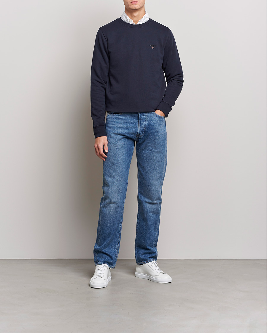 Herre | Gensere | GANT | Original Shield Logo Crew Neck Sweatshirt Evening Blue