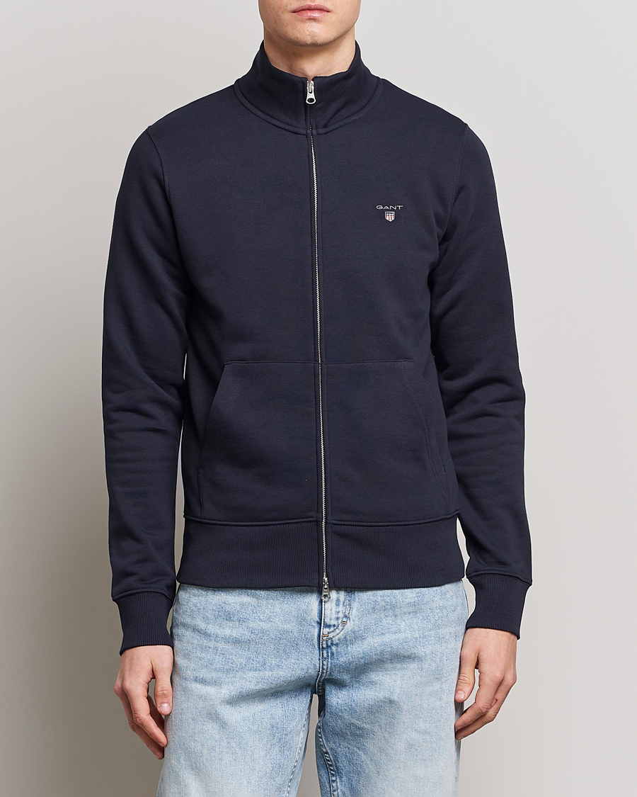 Herre |  | GANT | Original Shield Logo Full-Zip Sweater Evening Blue
