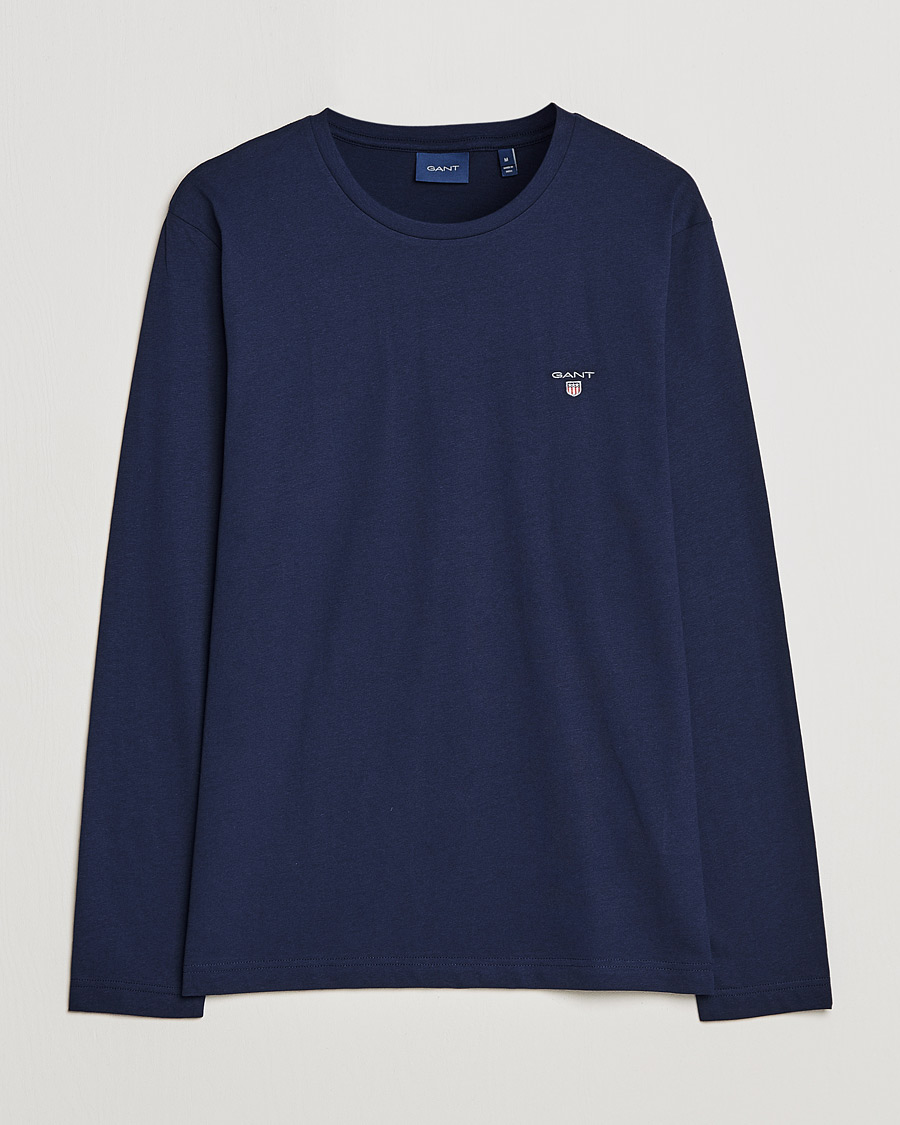 Herre | T-Shirts | GANT | The Original Long Sleeve T-shirt Evening Blue