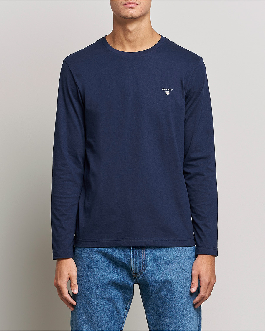 Herre | Langermede t-shirts | GANT | The Original Long Sleeve T-shirt Evening Blue