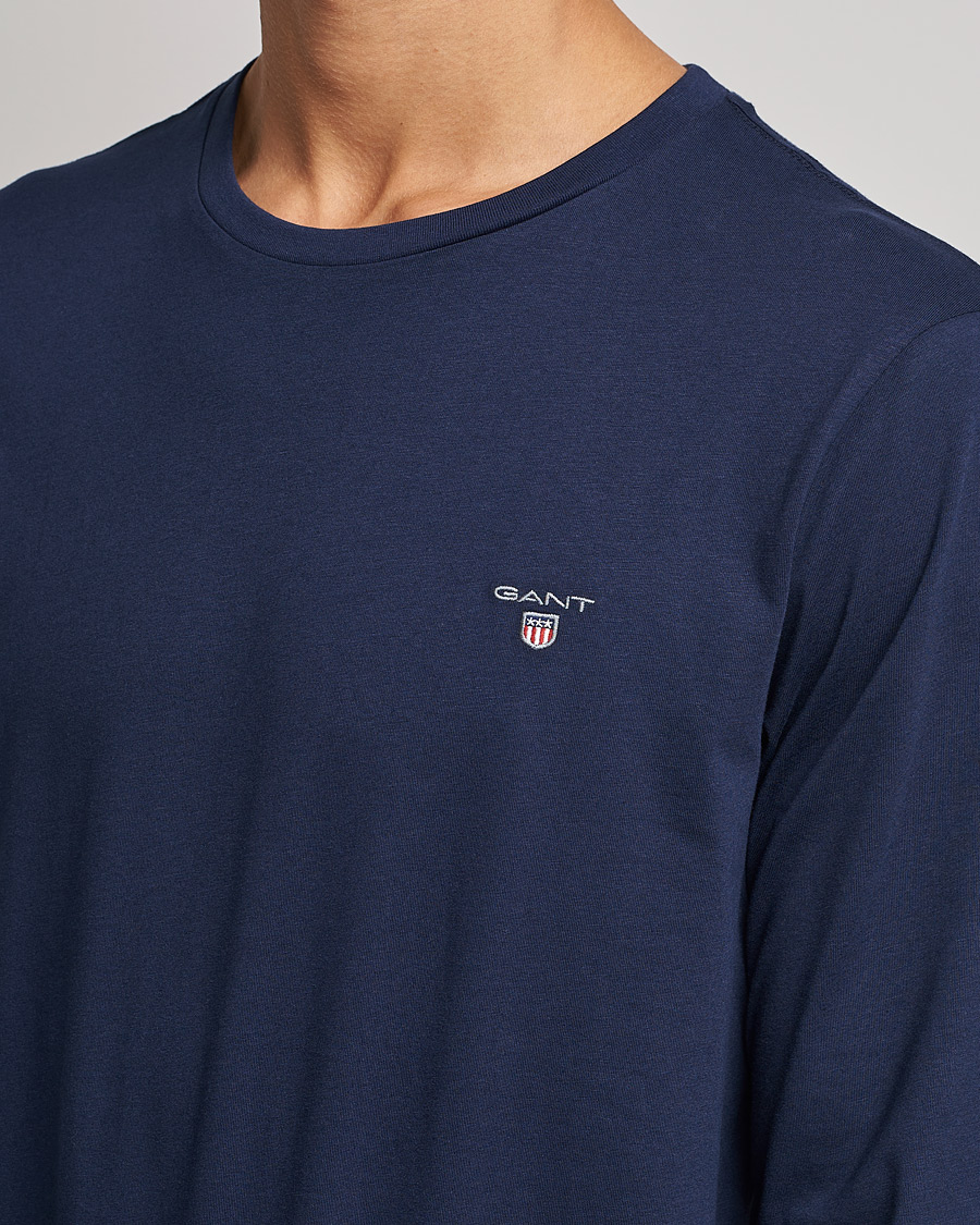 Herre | T-Shirts | GANT | The Original Long Sleeve T-shirt Evening Blue