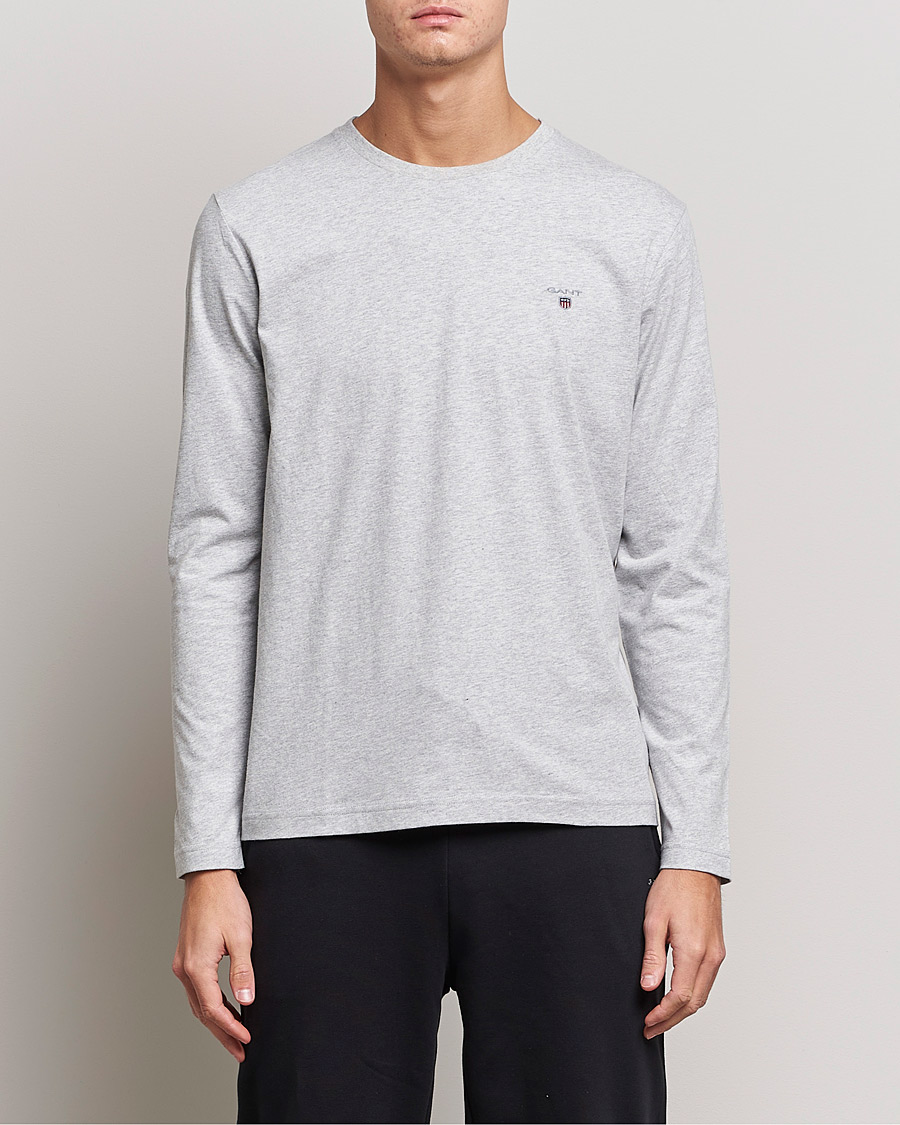 Herre | T-Shirts | GANT | The Original Long Sleeve T-shirt Light Grey Melange