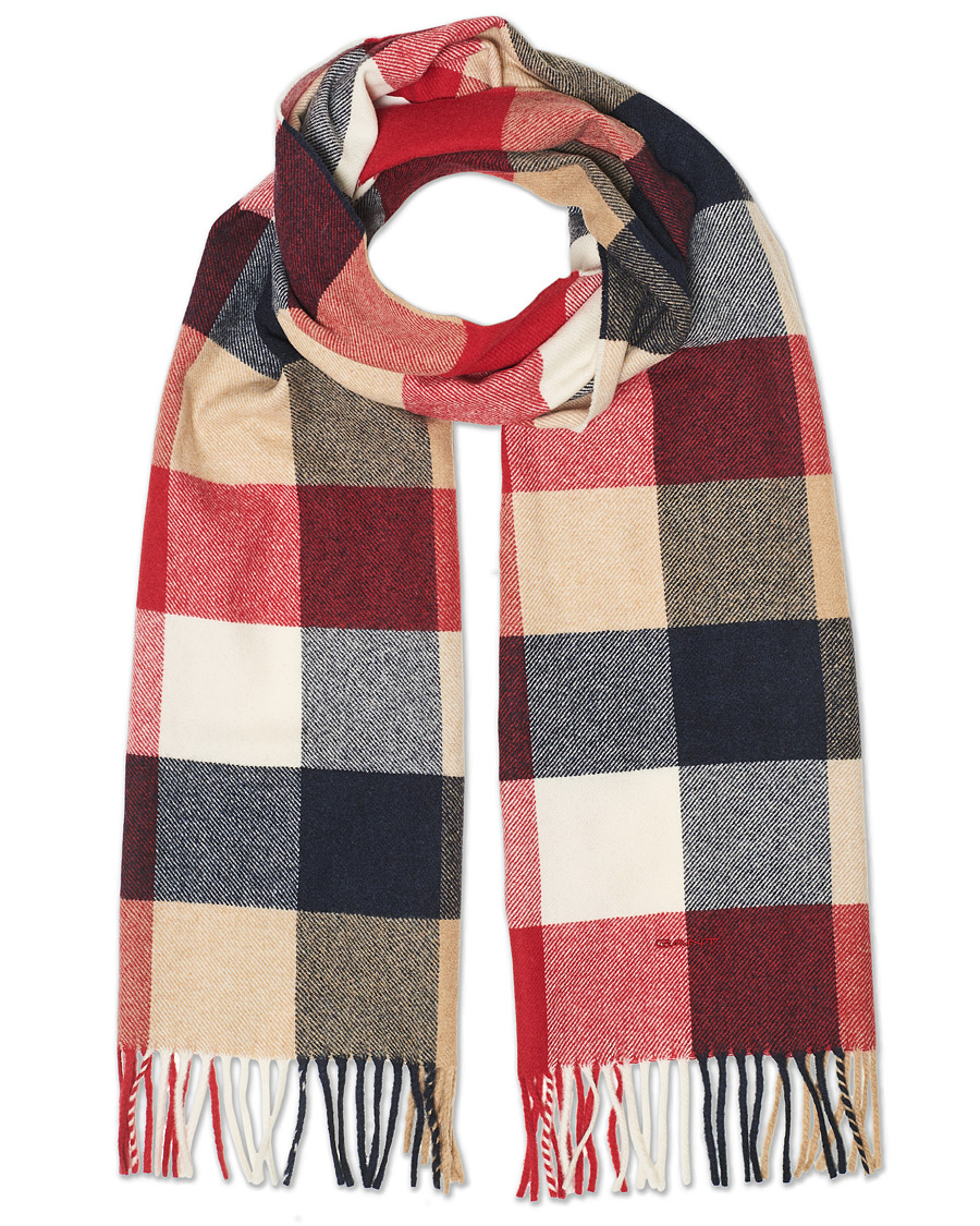 Herre | GANT Multi Check Scarf Equestrian Red | GANT | Multi Check Scarf Equestrian Red