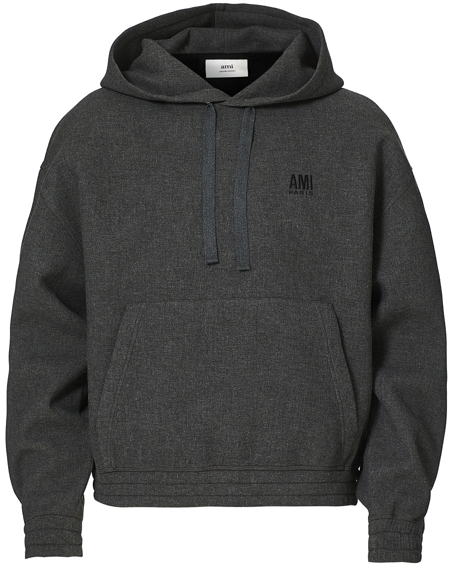 Herre | Gensere | AMI | Oversize Wool Blend Hoodie Dark Grey Melange