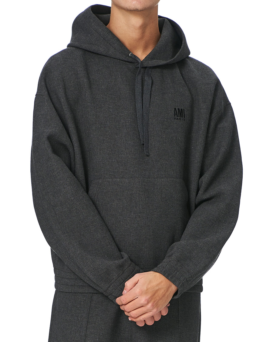 Herre | Gensere | AMI | Oversize Wool Blend Hoodie Dark Grey Melange